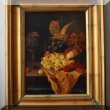 A09. Signed still life painting with grapes. 